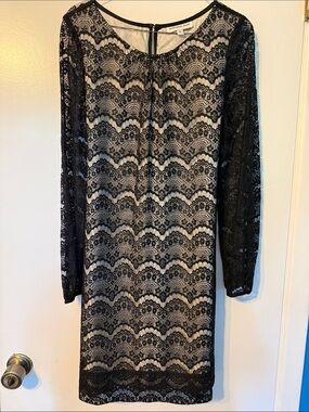 Christopher Deane Black Lace Overlay Sheath Dress